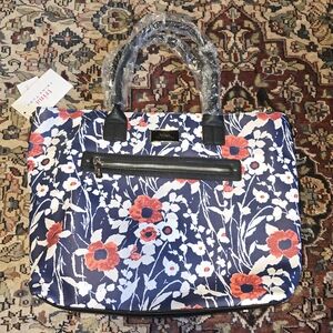Trina Turk Navy and Red Floral Tote